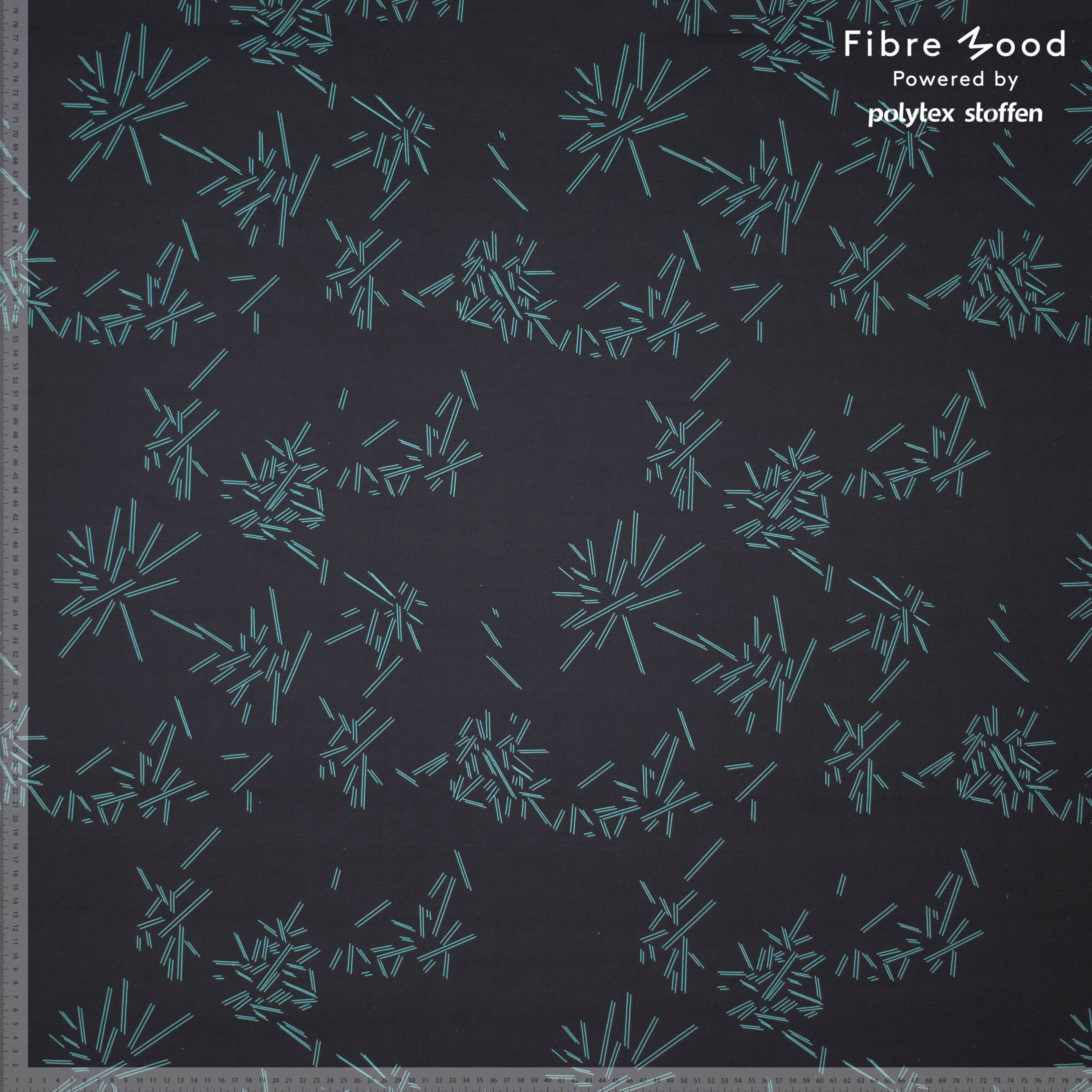 Zwarte rekbare katoen met muntkleurige streepjes uit 'Fibre Mood 17' Olly
